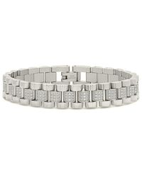 Sterling Forever - Rhodium Plated Cz Accent Chain Watch Band - Lyst