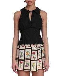Avec Les Filles - Front Tie Linen-Blend Top - Lyst