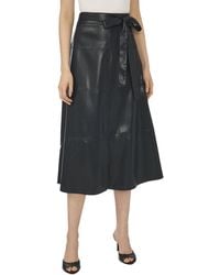 Cece - Faux Leather Tie Waist Midi Skirt - Lyst