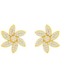 Suzy Levian - 14k 0.20 Ct. Tw. Diamond Curved Flower Studs - Lyst