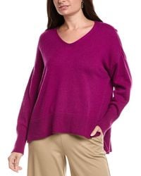 Eileen Fisher - V-neck Cashmere-blend Sweater - Lyst