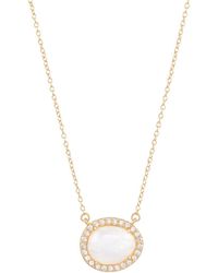 Adornia - Fine Jewelry 14k Over Silver 7.00 Ct. Tw. Moonstone Cz Halo Necklace - Lyst