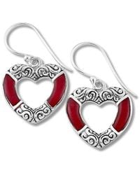 Samuel B. - Silver Coral Heart Earrings - Lyst