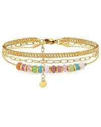 Liv Oliver - 18K Plated 2.37 Ct. Tw. Multi Color Semi Precious Gemstones Bracelet - Lyst