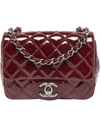 Chanel - Quilted Patent Leather Mini Square Classic Double Flap Bag (Authentic Pre-Owned) - Lyst