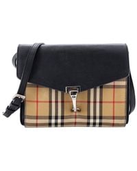 Burberry - Leather & Vintage Check Canvas Small Macken Crossbody Small (Authentic Pre-Loved) - Lyst