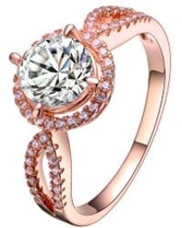 Genevive Jewelry - 14k Rose Gold Vermeil Cz Ring - Lyst