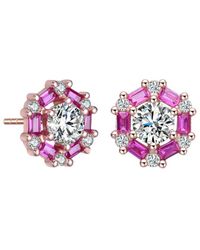Rachel Glauber - 18k Rose Gold Plated Cz Studs - Lyst