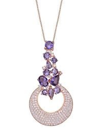 Rachel Glauber - 18k Rose Gold Vermeil Cz Pendant Necklace - Lyst