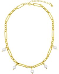 Adornia - 14k Plated 6.35mm Pearl Stackable Necklace - Lyst