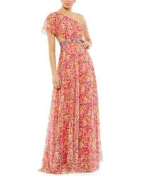 Mac Duggal - Floral Print One Shoulder Butterfly Sleeve A-line - Lyst