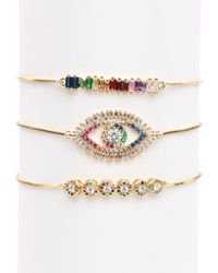 Eye Candy LA - Luxe Collection Cz Rainbow Evil Eye Adjustable Chain Bracelet Set - Lyst
