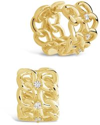 Sterling Forever - 14k Plated Chain Link Huggie Hoops - Lyst