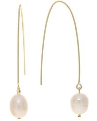 Rivka Friedman - 18k Plated 10x12 Mm Pearl Threader Earrings - Lyst