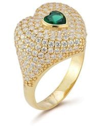 Sphera Milano - 14k Over Silver Cz Bold Heart Signet Ring - Lyst