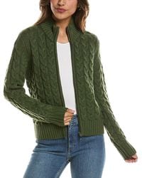 Forte - Cable Zip Mock Neck 100% Cashmere Cardigan - Lyst