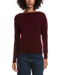 Forte - Crystal Cluster Off Shoulder Wool & Cashmere-Blend Sweater - Lyst