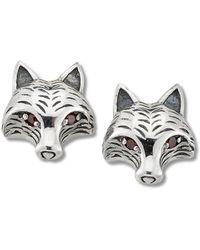 Samuel B. Silver Garnet Fox Earrings - Metallic