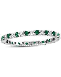 Suzy Levian 14k 0.55 Ct. Tw. Diamond & Emerald Eternity Ring - White