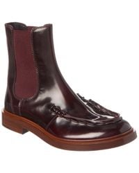 Tod's - Logo Leather Bootie - Lyst