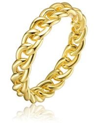 Genevive Jewelry - 14k Over Silver Cz Chain Band Ring - Lyst