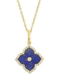 Effy Fine Jewelry - 14K 1.09 Ct. Tw. Diamond & Lapis Lazuli Necklace - Lyst