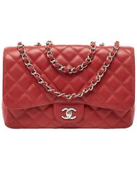 Chanel - Quilted Caviar Leather Jumbo Classic Single Double Flap Bag (Authentic Pre-Owned) - Lyst