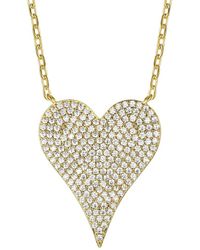 Rachel Glauber - 14k Plated Cz Heart Layering Necklace - Lyst