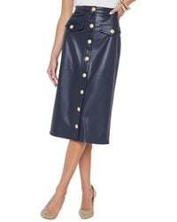 L'Agence - Milann Midi Snap Front Skirt - Lyst