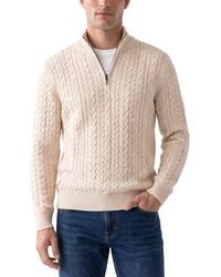 RAFFI - Cable 1/4-Zip Mock Neck Sweater - Lyst
