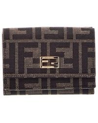 Fendi - Mini Tube Ff Zucca Jacquard & Leather Card Case - Lyst