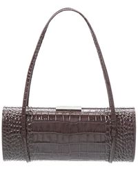 Michael Kors - Natalie Double Strap Croc-Embossed Patent Barrel Bag - Lyst