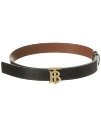 Burberry - Logo Reversible Leather Belt - Lyst