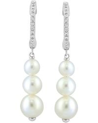 Effy Fine Jewelry - 14K 0.09 Ct. Tw. Diamond & Fresh Water Pearl 4-6Mm Pearl Earrings - Lyst