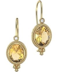 Reiss - 14K 9.57 Ct. Tw. Diamond & Citrine Drop Earrings - Lyst