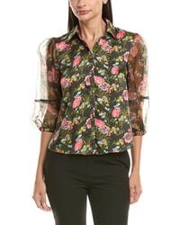 Cinq À Sept - Karyn Impressionist Floral Silk-Trim Top - Lyst