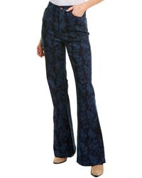 Nicole Miller Printed Denim Bell Bottom Pant - Blue