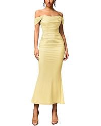Amanda Royal - Off-The-Shoulder Midi Dress - Lyst