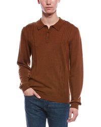 Bruno Magli - Cable Front Merino Wool Polo Sweater - Lyst