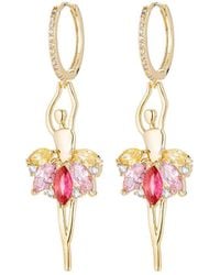 Eye Candy LA - Luxe Collection Cz Pink Ballerina Huggie Drop Earrings - Lyst