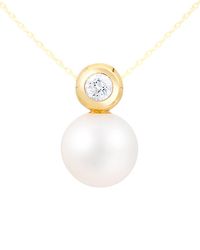 Splendid - 14k 0.10 Ct. Tw. Diamond & 8-8.5mm Freshwater Pearl Pendant - Lyst