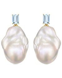 Kai Fine Jewelry - 14K 1.00 Ct. Tw. Aquamarine & 16-17Mm Pearl Drop Earrings - Lyst