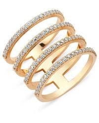 Amorium - 18k Rose Gold Vermeil Cubic Zirconia Four Lines Ring - Lyst