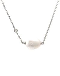 Pearls - 0.02 Ct. Tw. Diamond & 10-11Mm Pearl Necklace - Lyst