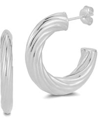 Chloe and Madison - Silver Flattened Twisted Hoops - Lyst