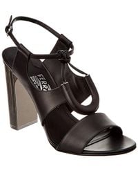 Ferragamo Galilea Leather Sandal - Black