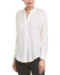 Vince Jacquard Silk Popover Top - White