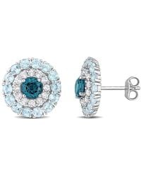 Rina Limor - Silver 4.32 Ct. Tw. Gemstone Double Halo Studs - Lyst