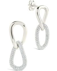 Sterling Forever - Silver Cz Taissa Chain Link Stud Earrings - Lyst