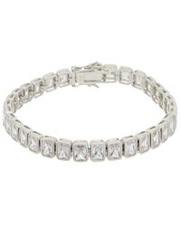 Sterling Forever - Rhodium Plated Cz Roxie Bezel Tennis Bracelet - Lyst
